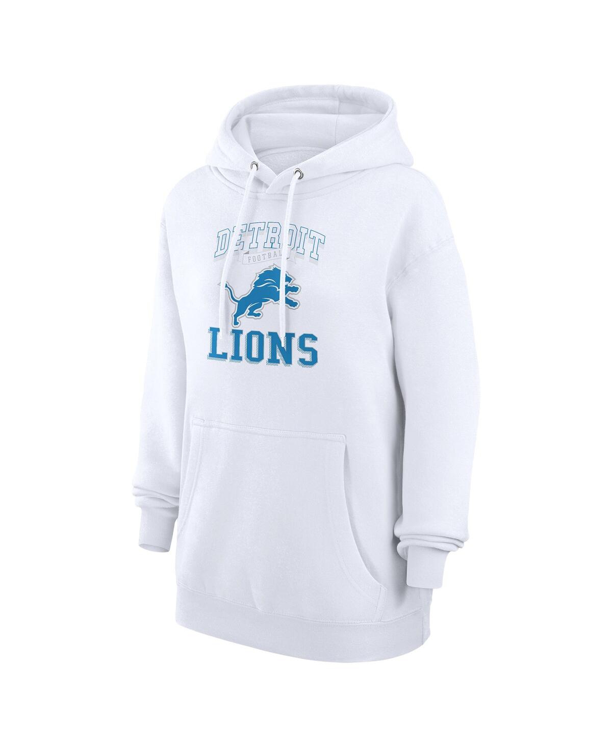 G-iii 4her By Carl Banks Women's White Detroit Lions Team Logo Graphic Fleece Tri-blend Pullover Hoodie In White