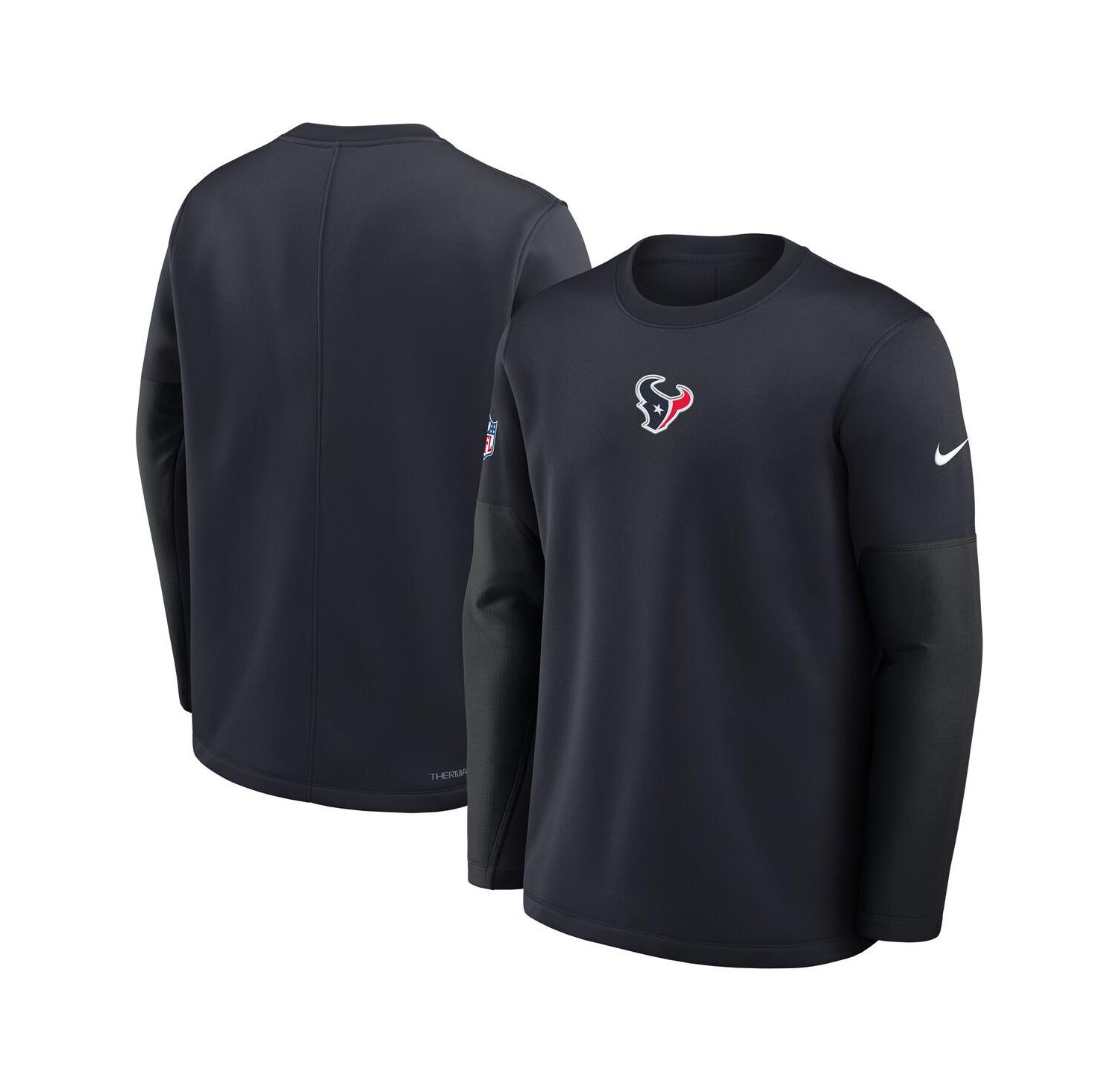Men's Navy Houston Texans Sideline Coach Therma-FIT Long Sleeve T-Shirt