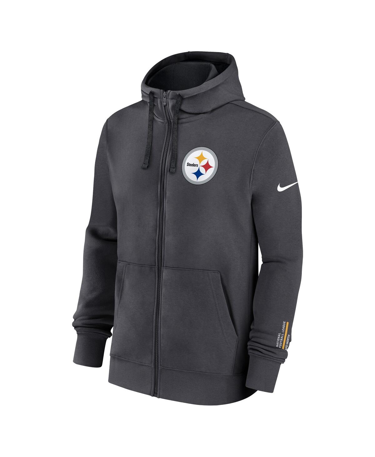 Nike Anthracite Pittsburgh Steelers Primetime Club Full-zip Hoodie In Gray