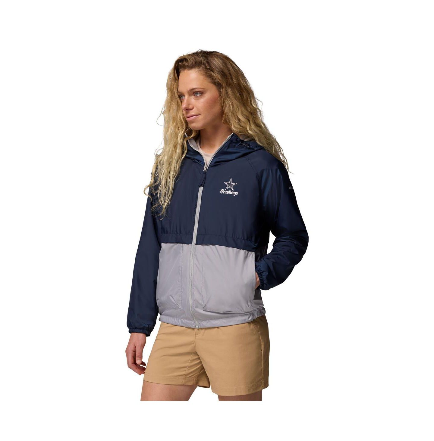 Женские худи Columbia Navy/Gray Dallas Cowboys Spire Windbreaker Jacket — фото 4