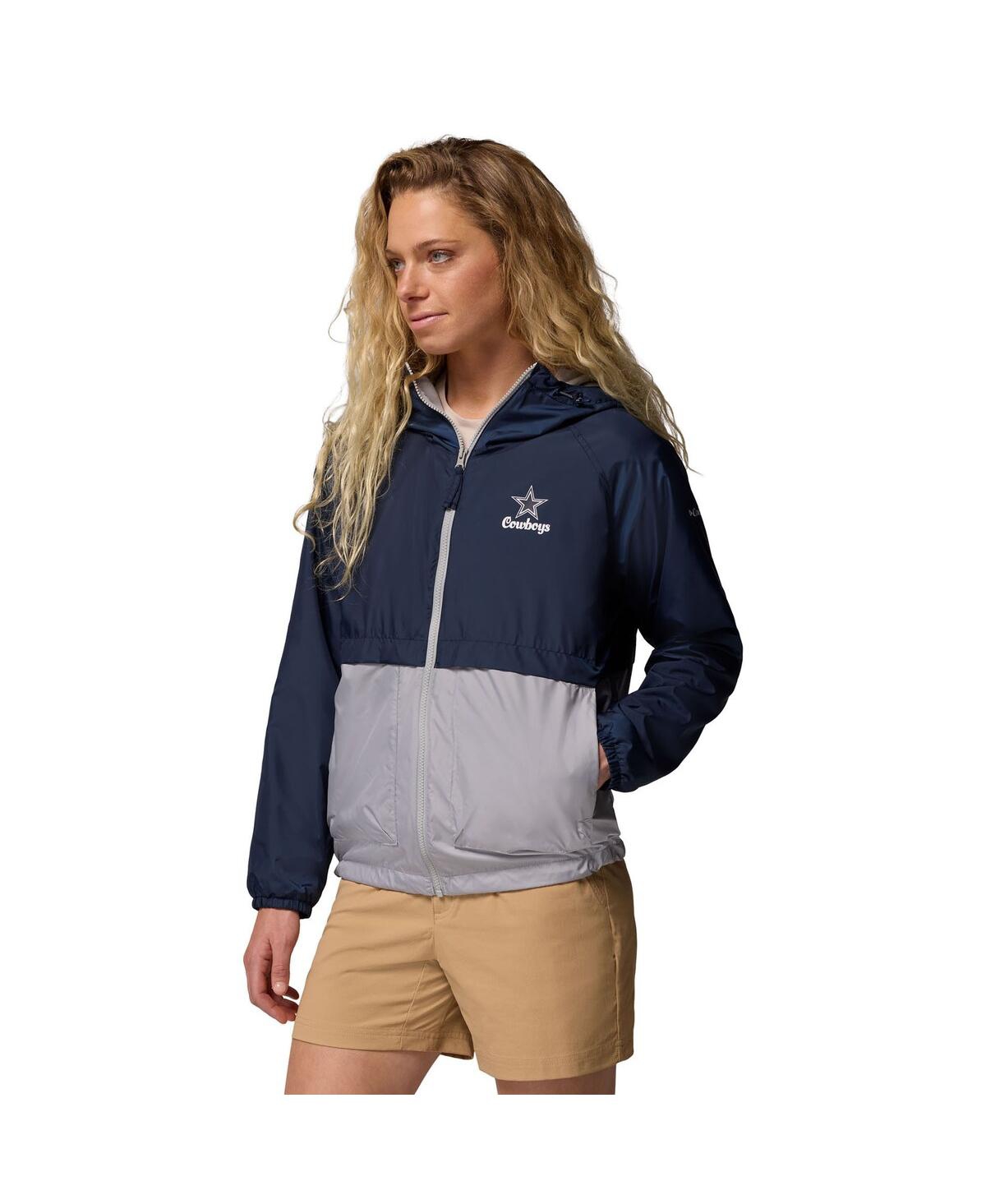 Columbia Women's Navy/gray Dallas Cowboys Spire Hoodie Windbreaker Jacket In Blue