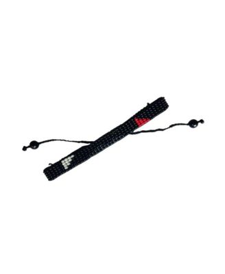 Silent Strength Beaded Bracelet – Black with Red & White Triangles