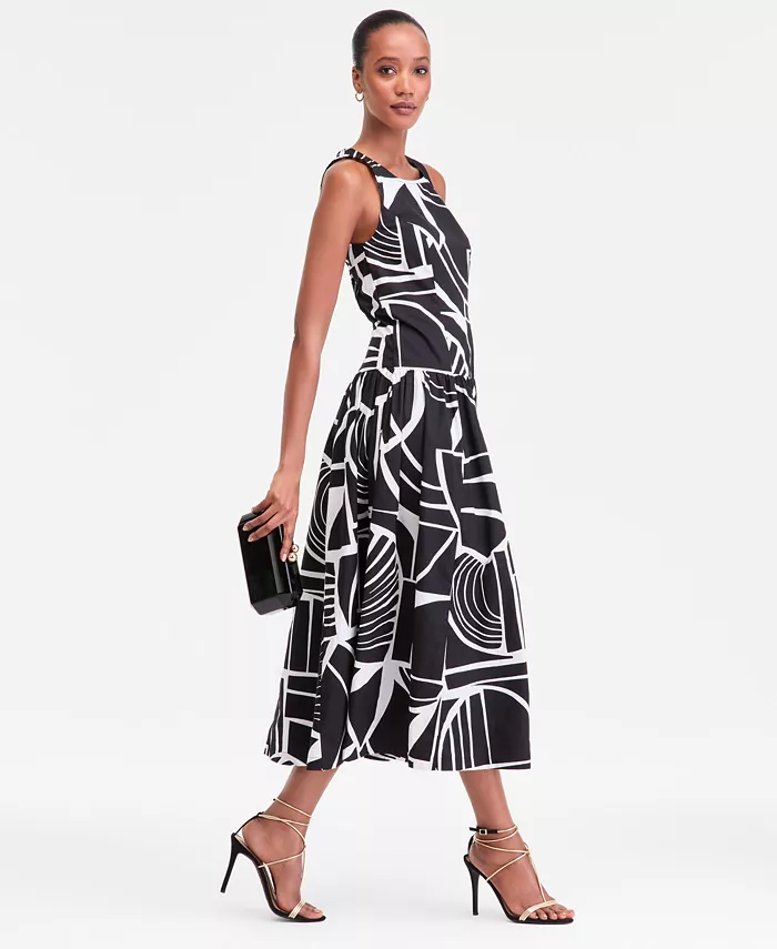 Women's Sleeveless Printed Midi Dress - thumbnail 4