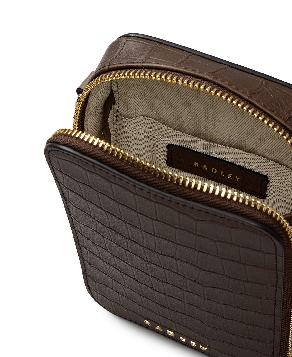 Radley London Alba Place Croc Mini Phone Crossbody Bag In Brown