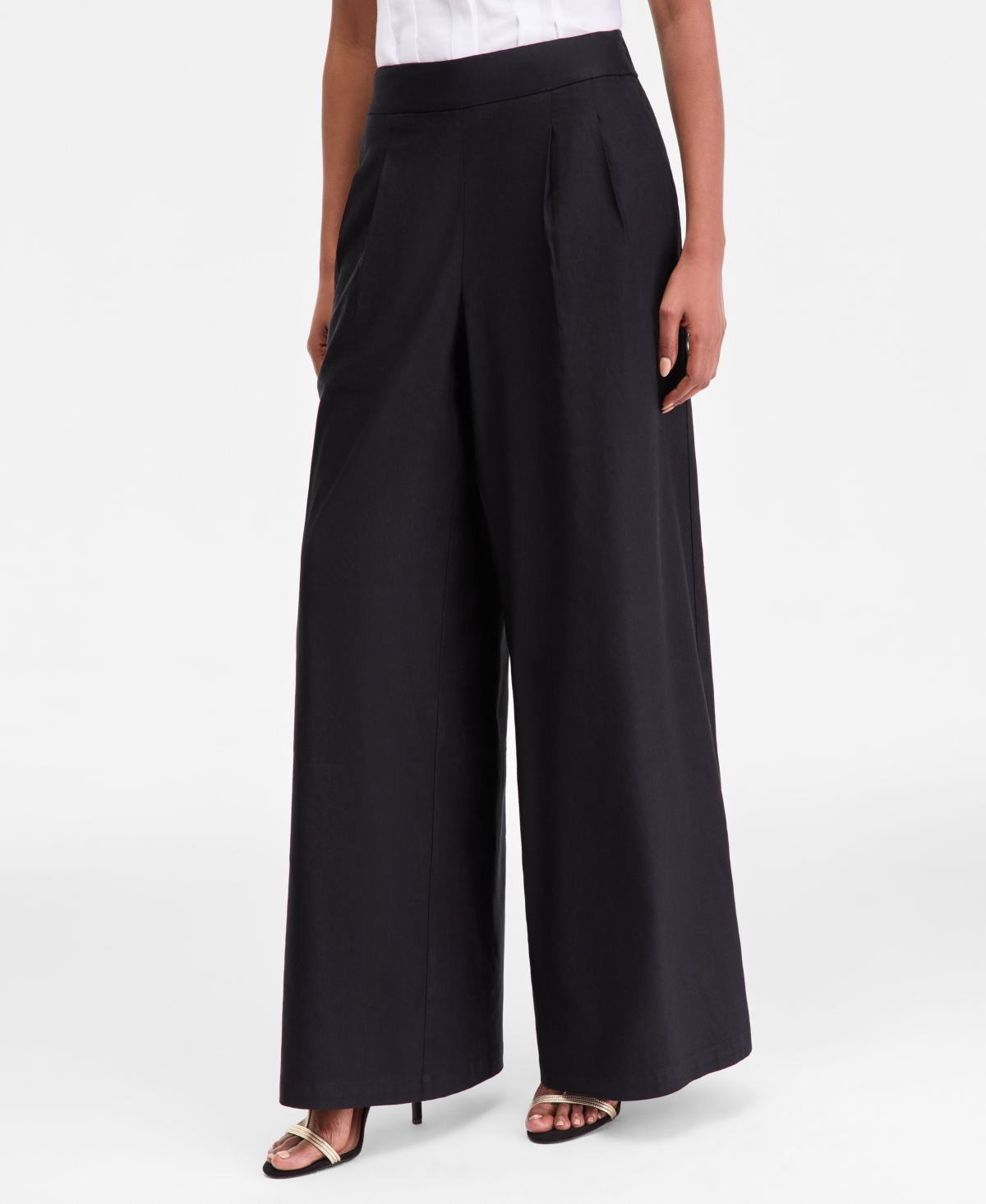 Inc International Concepts Women's High-rise Pleated Pull-on Wide-leg Pants, Macy's Exclusive In Black