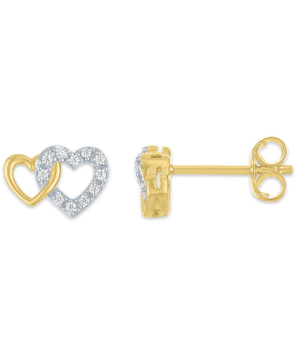 Macy's 2-pc. Diamond Pendant Necklace And Earrings Set (1/6 Ct. T.w.) In 14k Yellow Gold Over Sterling Silv In Gold