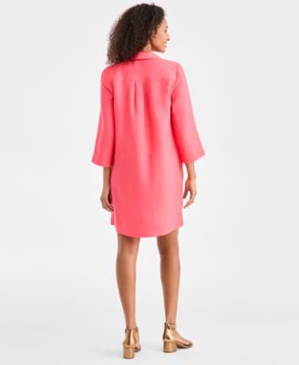 Women's 100% Linen Lace-Up 3/4-Sleeve Utility Dress, Macy's Exclusive