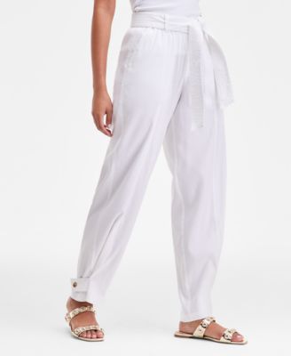 Women's High-Rise Belted Tapered Pants, Macy's Exclusive