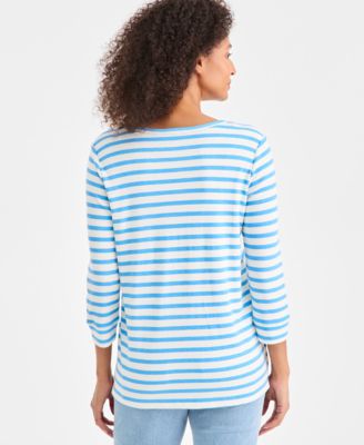 Women's Striped Button-Trim Tunic Top, Macy's Exclusive