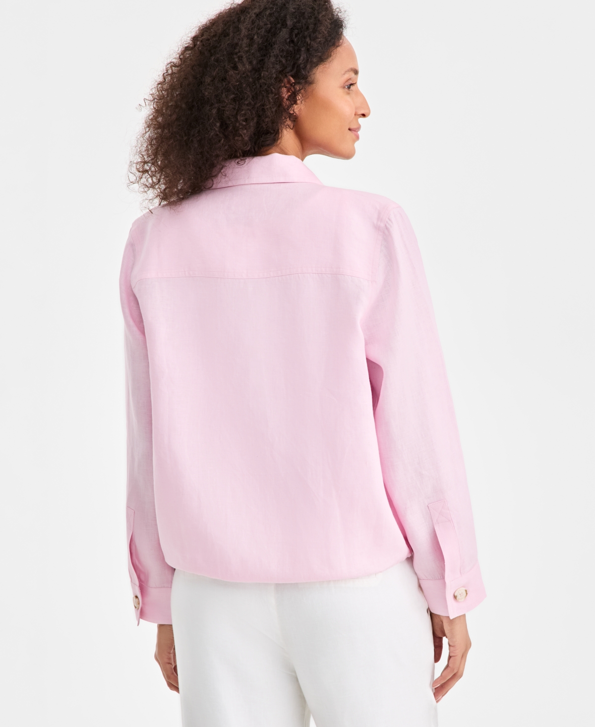 Charter Club Women's 100% Linen Woven Utility Jacket, Macy's Exclusive In Pink