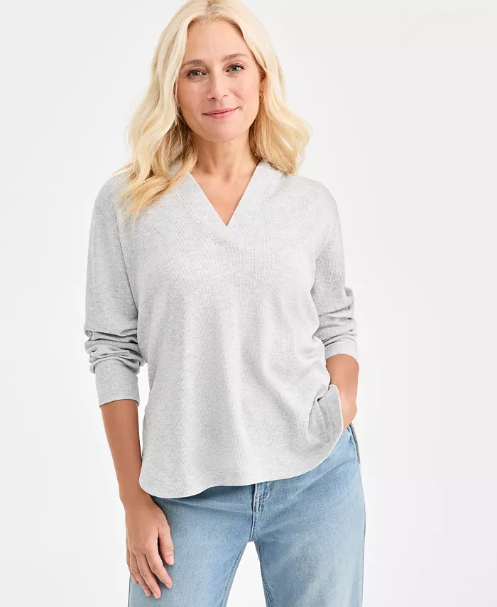 Women's Waffle-Knit Pullover Hoodie - thumbnail 7