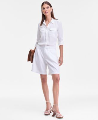 I.N.C. International Concepts - Women's High-Rise Pleated Bermuda Shorts