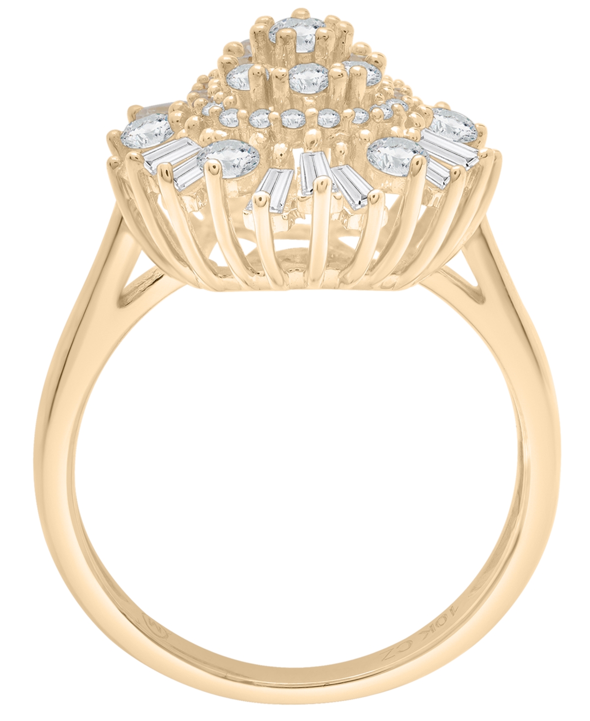 Wrapped In Love Diamond Round (0.72 Ct. T.w.) And Baguette (0.28 Ct. T.w.) Cluster Ring In 14k Yellow Gold In Gold