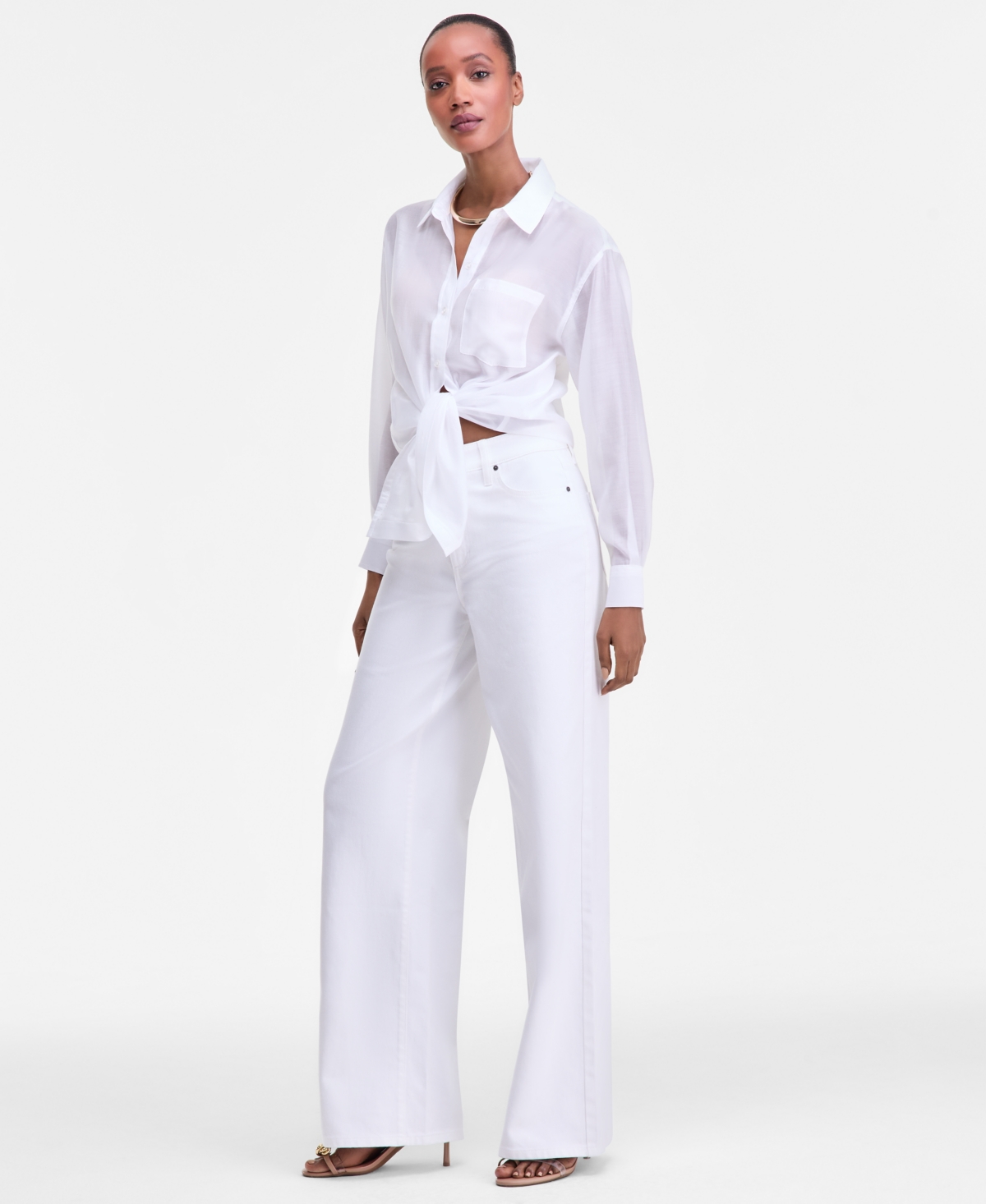 Inc International Concepts Women's High-rise Wide-leg Jeans, Macy's Exclusive In White