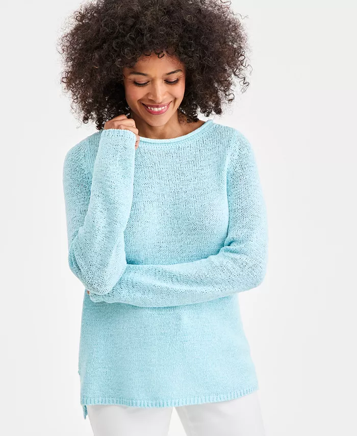 Women's Tape Yarn Roll Neck Sweater - thumbnail 8