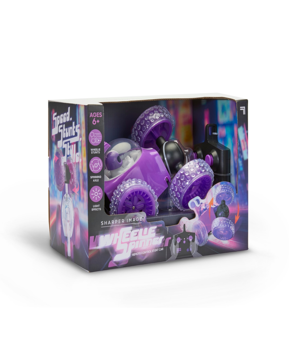 Sharper Image Wheelie Spinner Stunt Car Toy In Transparent