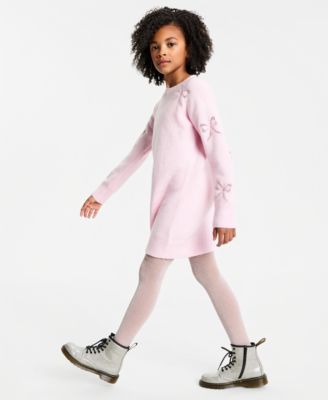 Girls 7-16 Long Sleeve Lace Bow Dress