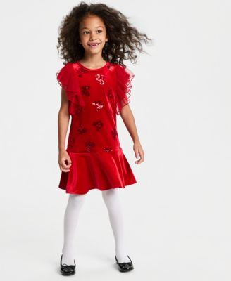 Girls' 2T-6X Flutter Sleeve Dress