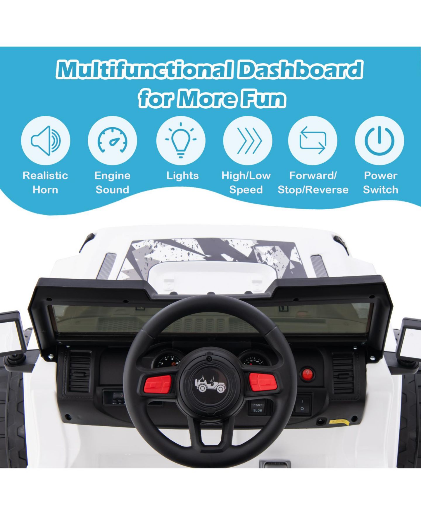 Детская игрушка HONGGE 12V Ride-On Jeep with Remote Control and LED Headlights, Ages 3+, цвет: Белый — фото 7