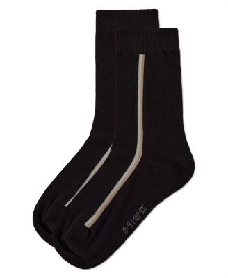 Boys Dual-Stripe Cotton-Rich Fine-Gauge Crew Sock