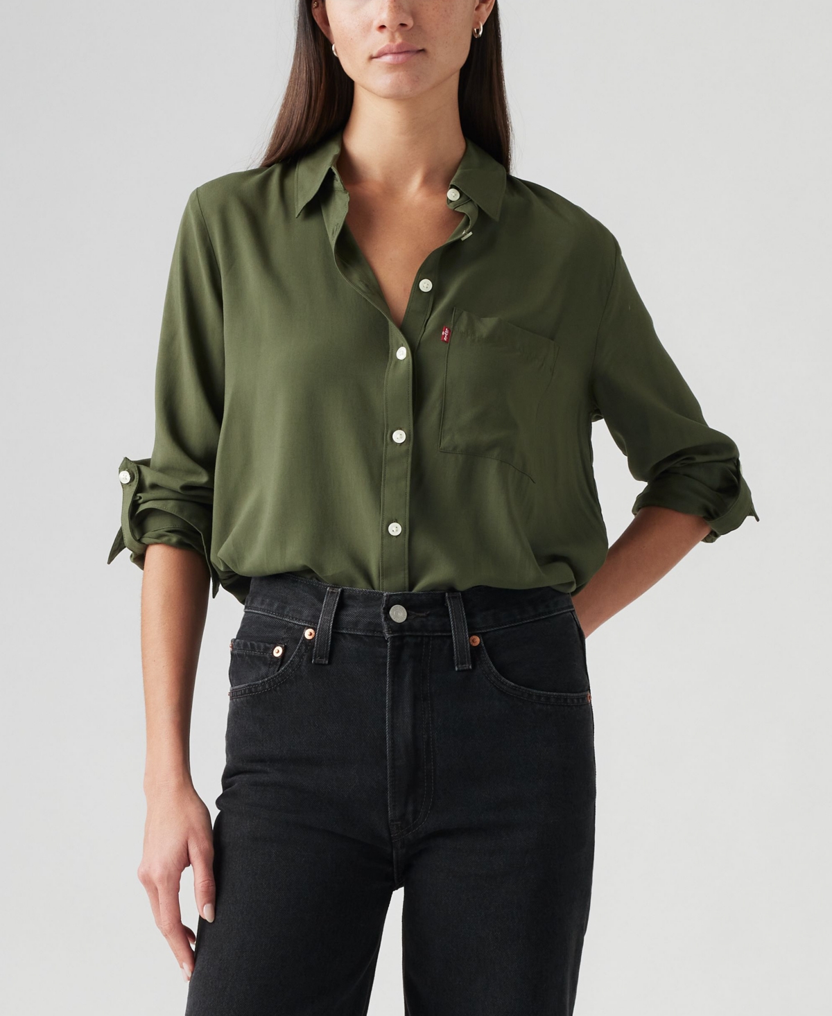 Levi's Plus Size Darlene Long Sleeve Shirt In Green