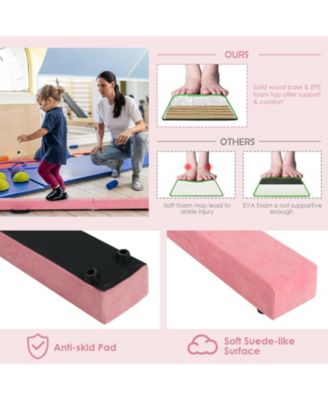 7 Ft Folding Floor Balance Beam with Handles for Gymnastics Training, Pink