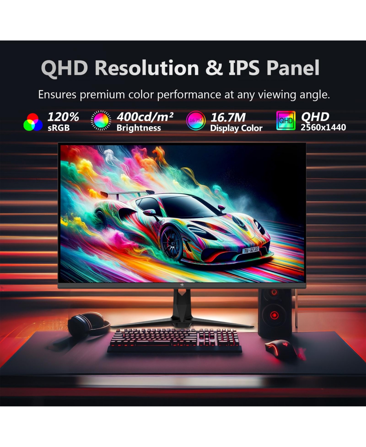 27 inch 2K Qhd 2560 x 1440 240 Hz 1 ms Flat-Panel Ips Gaming Monitor