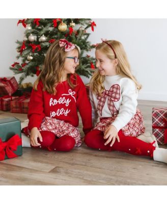 Girls Christmas Plaid Layered Bow Headband