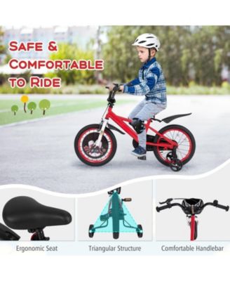 16 Inch Kids Bike with Storage Basket and Double Brake for Ages 4–8, Red