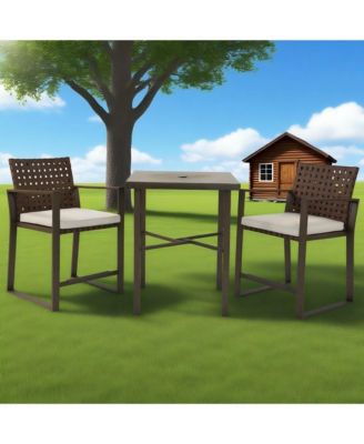 All-Aluminum Wicker Cushion Chat Set - 3 Pieces