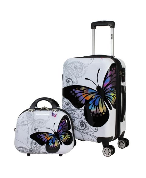 Чемоданы World Traveler Butterfly 2-piece Hardside Carry-on Spinner Luggage Set