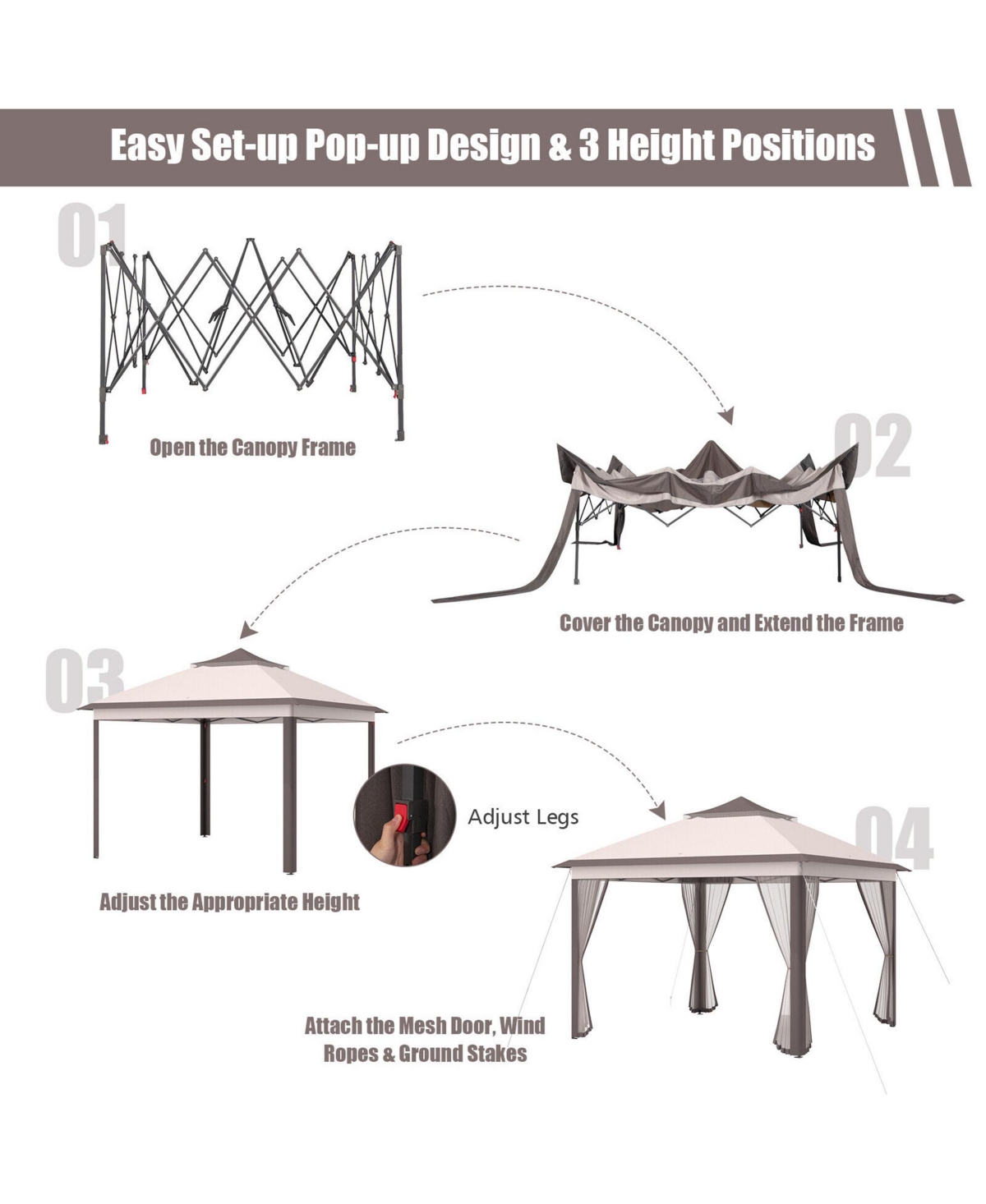 Gymax 11 x 11 ft Pop up Gazebo 2-Tier Patio Canopy Tent Shelter w/ Carrying Bag
