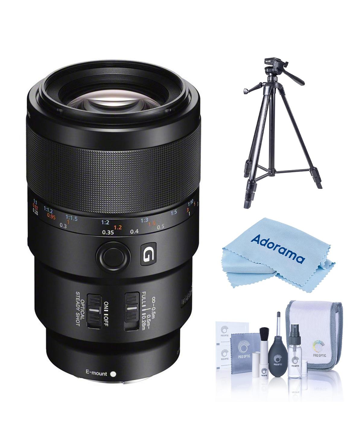 Sony Fe 90mm f/2.8 Macro G Oss Lens, Bundle with Slik U8800L 3-Section Aluminum Tripod with Hybrid 3-Way Pan Head, Cleaning Kit, Cleaning Cloth