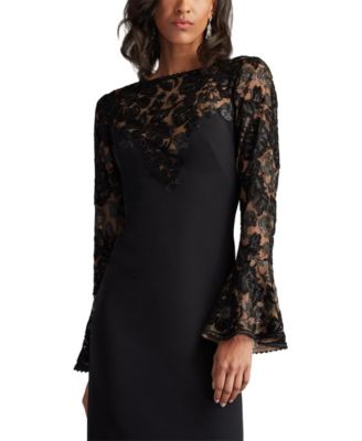 Women's Lou Embroidered Crepe Bell Sleeve Dress