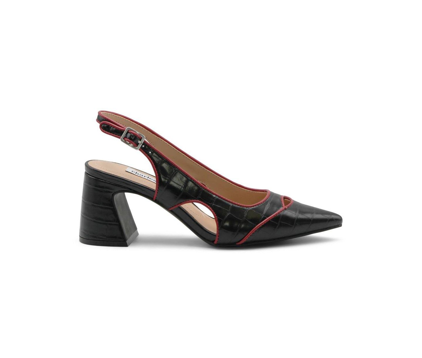Женское платье Charles David Anstead Slingback Chunky Heel, цвет: Чёрный красный — фото 3