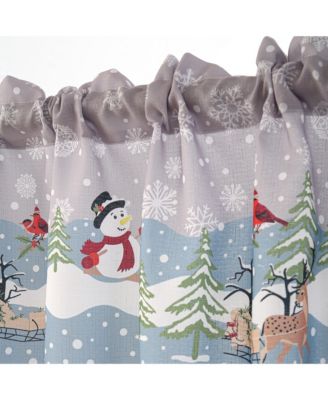 3 Piece Christmas Kitchen Curtains Holiday Window Valance and Tiers, Snowman & Festive Design