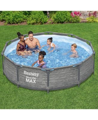 Steel Pro MAX 10' x 30" Above Ground Outdoor Swimming Pool Set, Gray