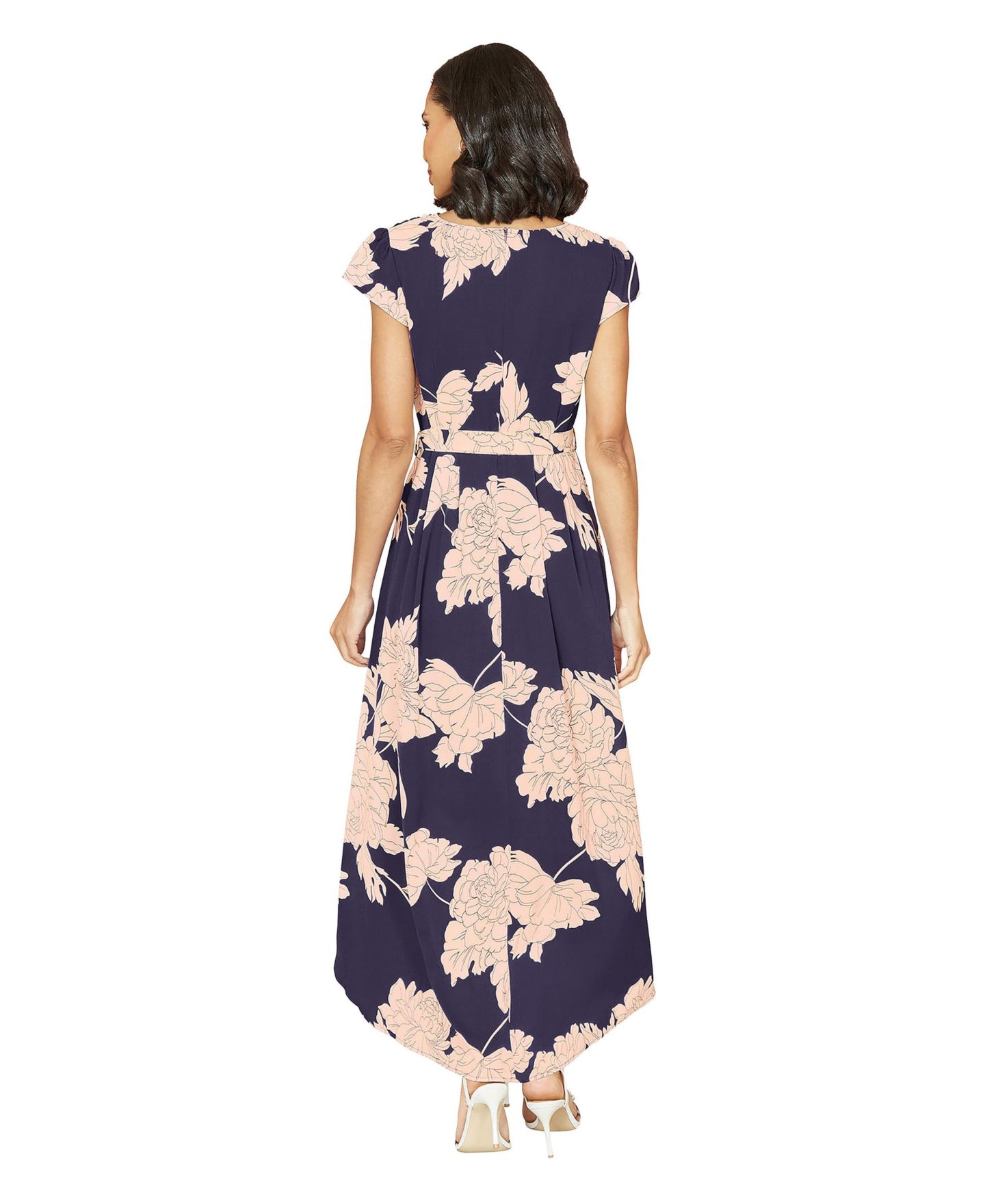 Женское платье Yumi Blossom Print Dipped Hem Wrap, цвет: Тёмно-синий — фото 2