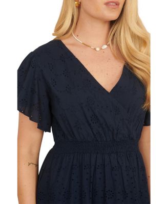 Women's Cotton Broderie Anglaise Wrap Midi Dress