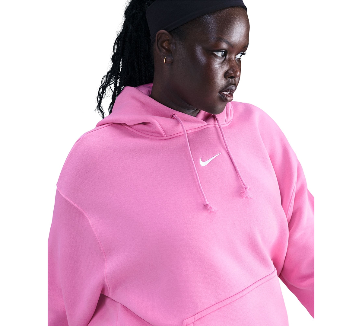 Nike Sportswear Plus Size Phoenix Fleece Oversized Pullover Hoodie In Pink