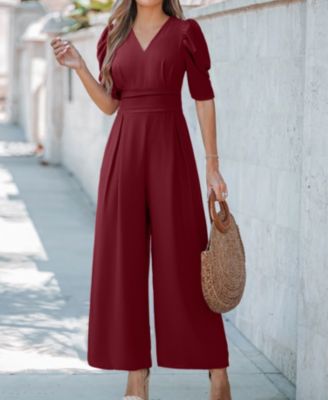 Women's V-Neck Wide Leg Jumpsuit
