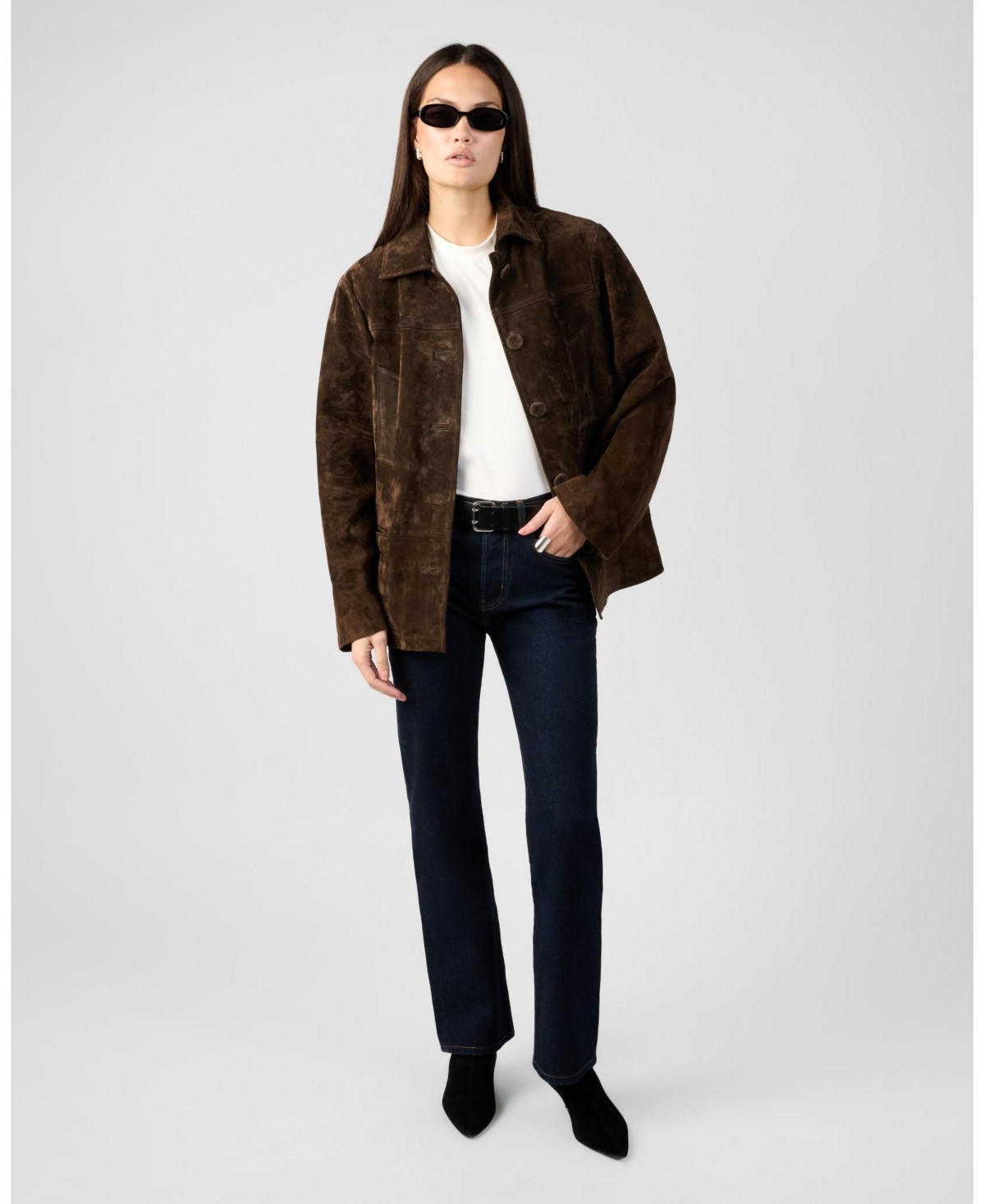 WeWoreWhat Women's Premium Suede Button Front Jacket