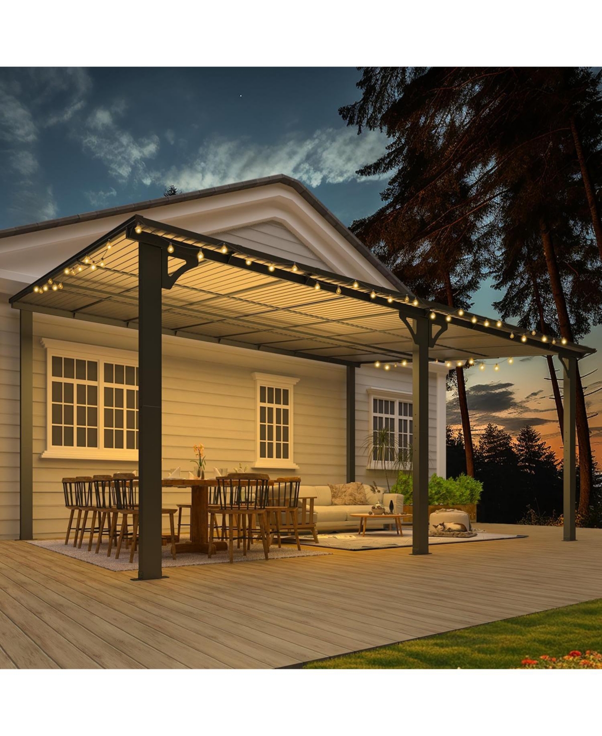 Aecojoy 16'x12' Wall Mounted Gazebos Pergola