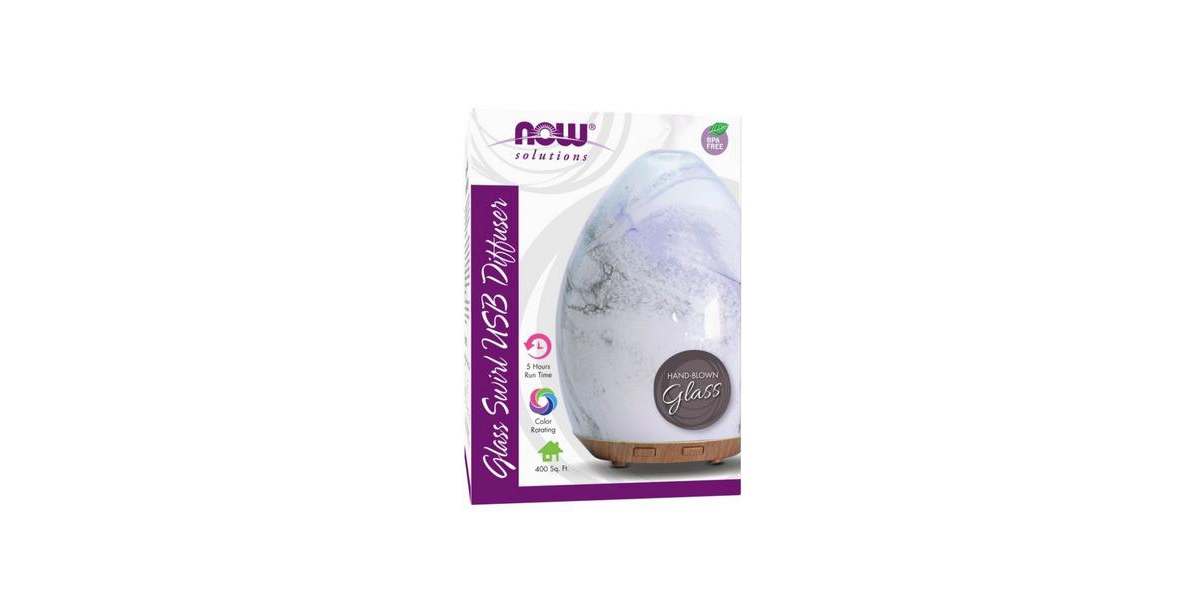 Now Foods Ultrasonic Glass Swirl Usb Oil Diffuser, 1 Each