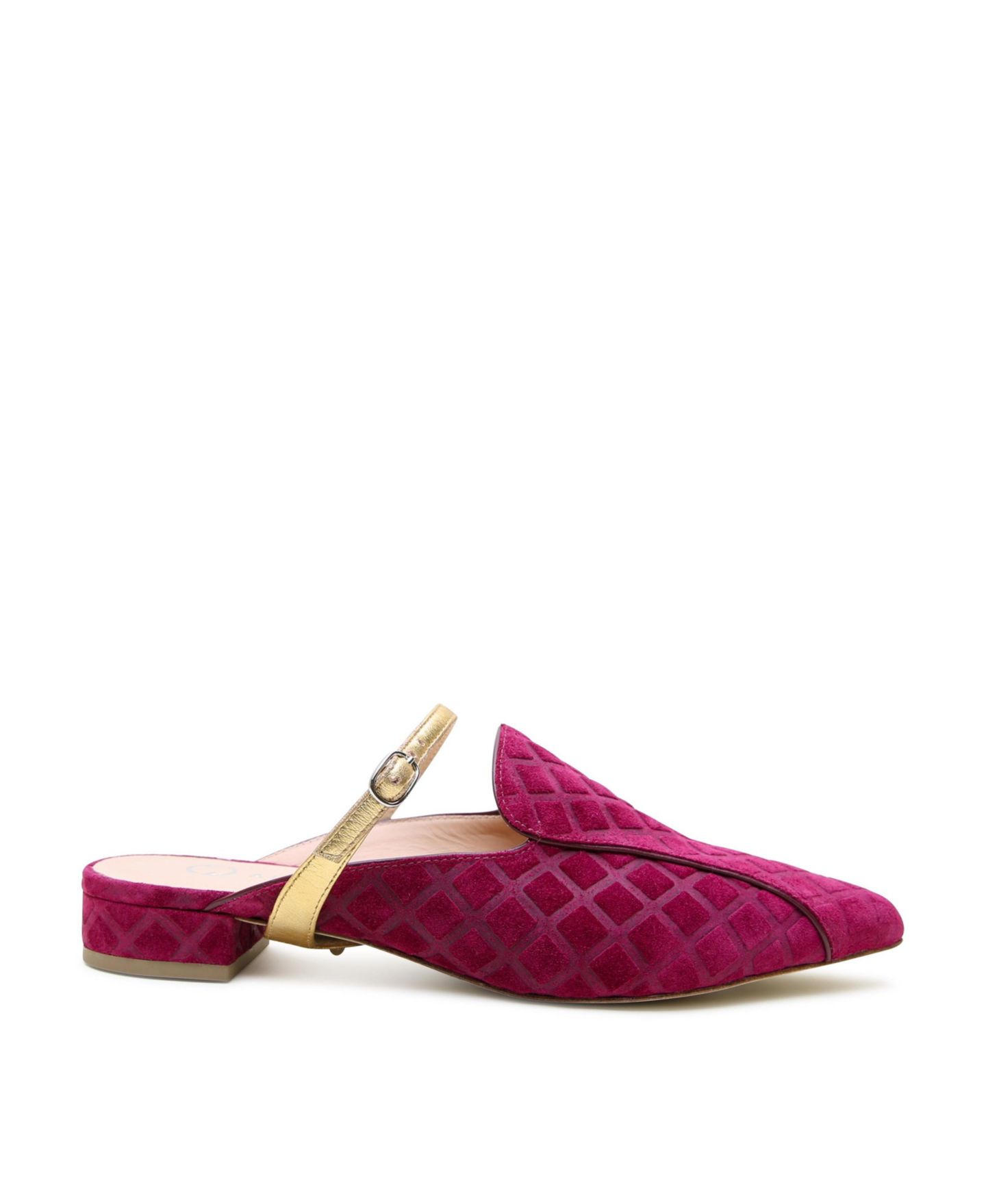 Женские сандалии Alterre Burgundy Suede Twiggy Customizable Loafer Slide, цвет: Malbec Puff — фото 1