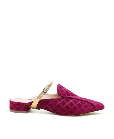 Женские сандалии Alterre Burgundy Suede Twiggy Customizable Loafer Slide, цвет: Malbec Puff