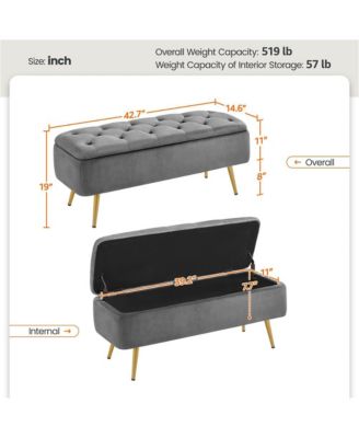 Upholstered Ottoman Footstool Bench with Storage Compartment