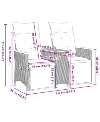 Reclining Garden Sofa Black, Cream White