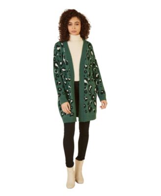 Women's Animal Intarsia Knit Long Cardigan