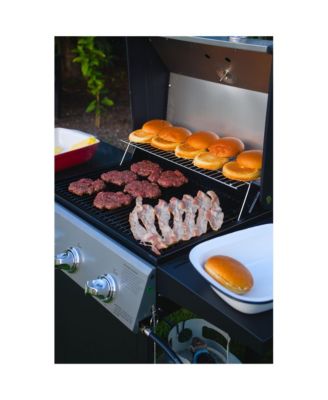 27,000 BTU 3 Burner Propane Gas Grill w/Wheels, Cover, & Side Shelves